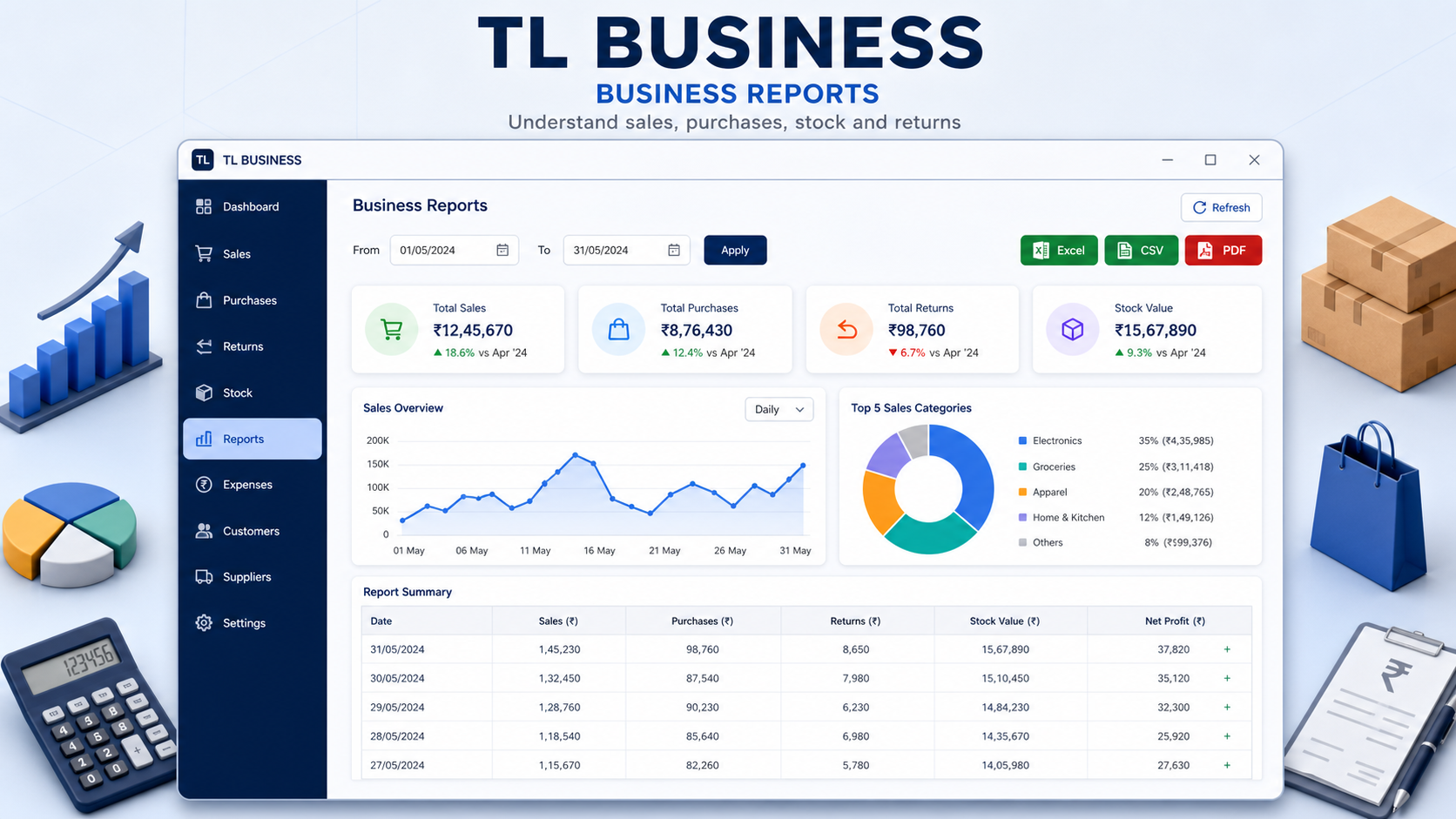 Illustrative TL Business Business reports interface preview